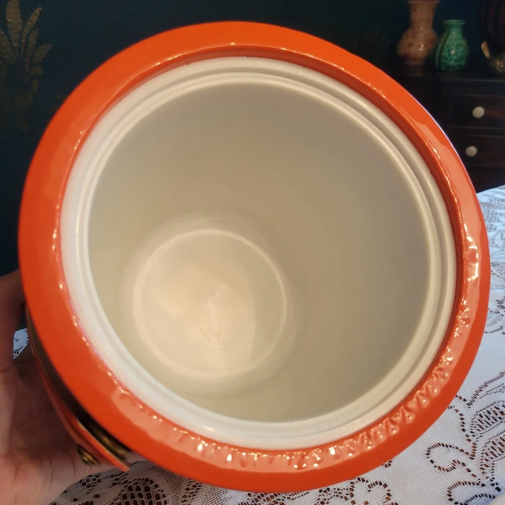 Vintage Vinyl Rainbow Plaid & Orange Ice Bucket